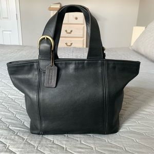 Vintage Black Leather Coach Waverly Handbag Purse